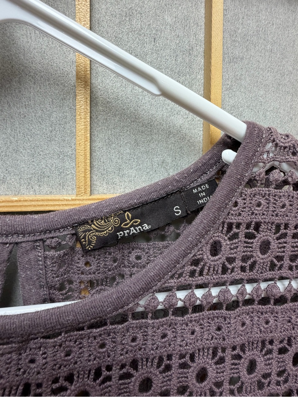 Prana Women's Crochet Tee in Mauve